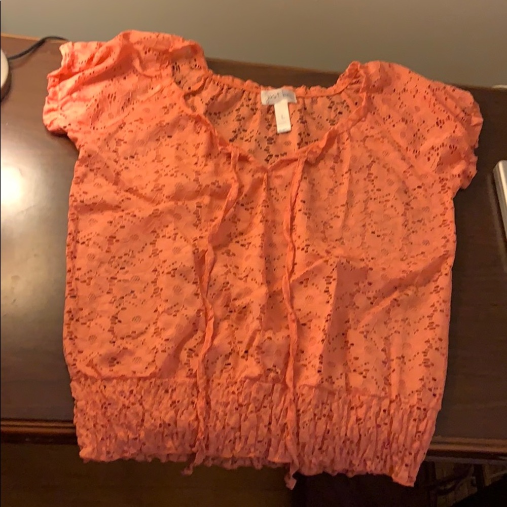 Lace light tangerine top. Great for spring